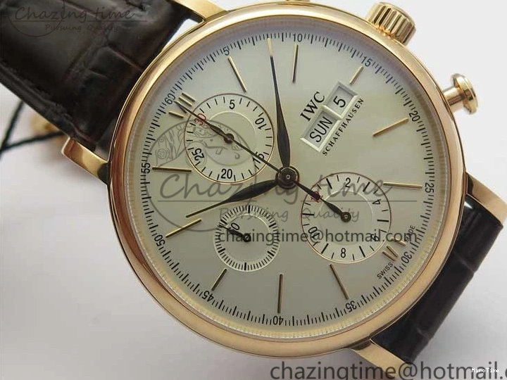 MIROTIME 0729 Efficient Portofino Chrono RG ZF 1:1 Best Edition White Dial on Brown Leather Strap A 7151